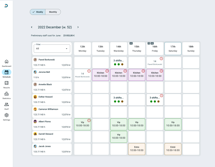 dallero schedule
