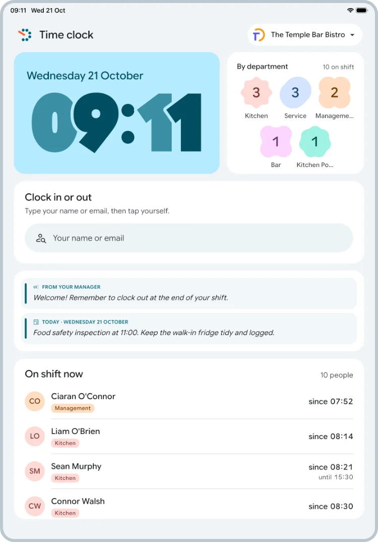 dallero punch-in clock